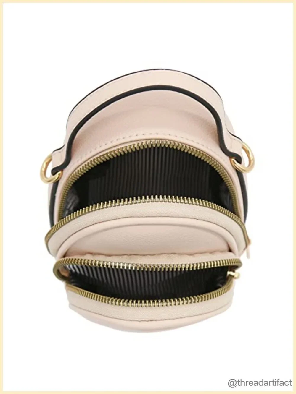 Faux Leather Two Compartment Mini Crossbody Bag with Gold Hardware